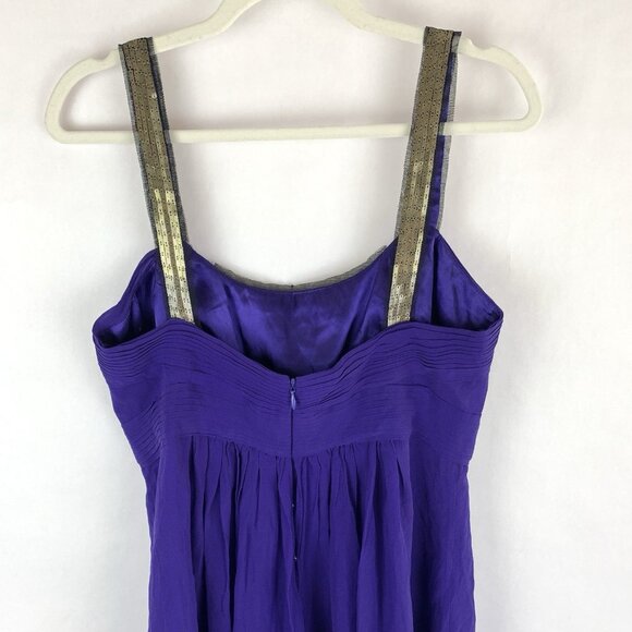 BCBG Maxazria Milkmaid Mini Dress Size 10 Purple Silk Y2k Fairy Whimsigoth Party - Picture 14 of 14